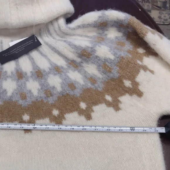 NEWBanana Republic51% Alpaca Cream Turtleneck Bosque Oversized Fair Isle Sweater - Picture 8 of 13